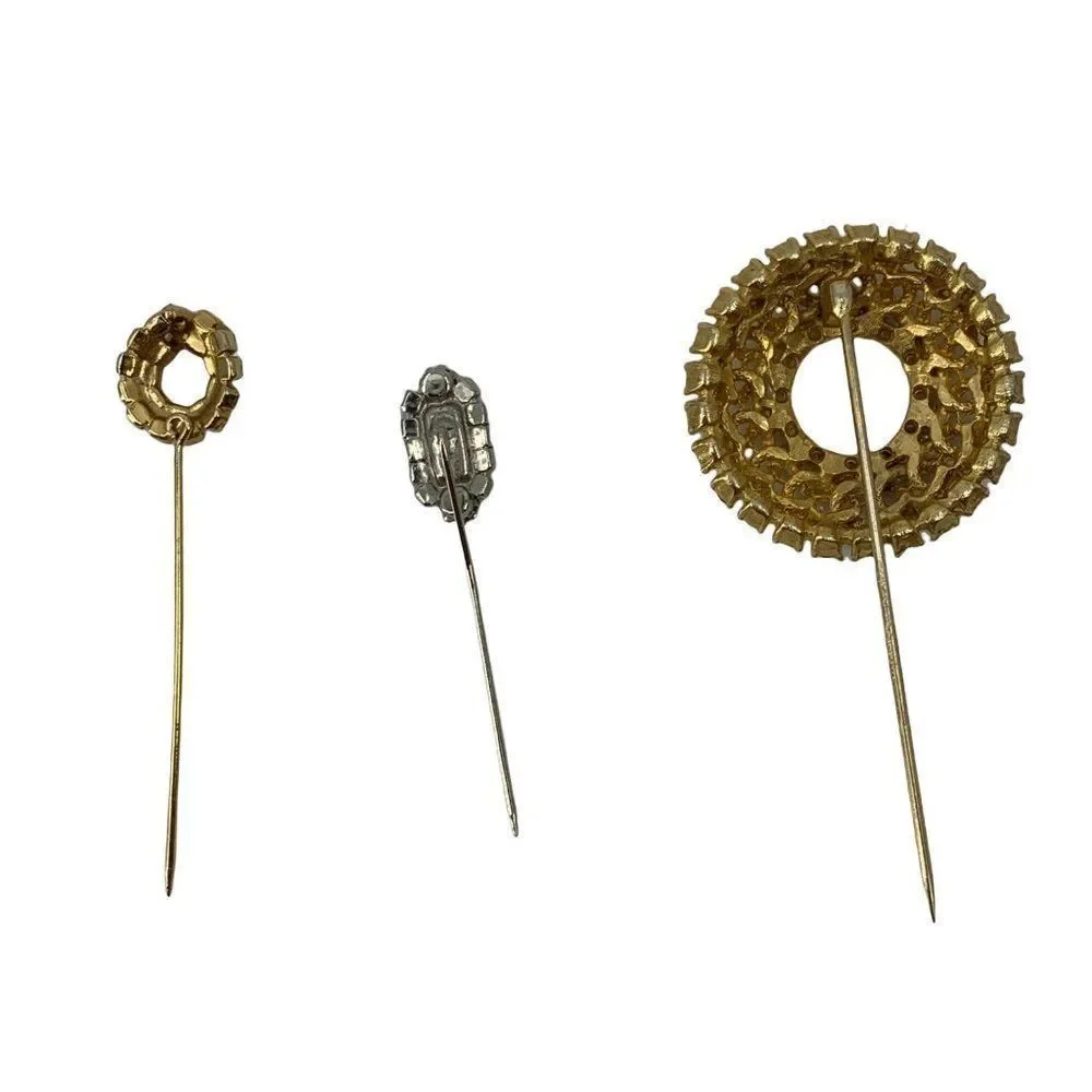 Lot of 3 Womens Vintage Jewelry Pins Brooches 0181 Rhinestone Hat Lapel Fashion - Picture 7 of 7